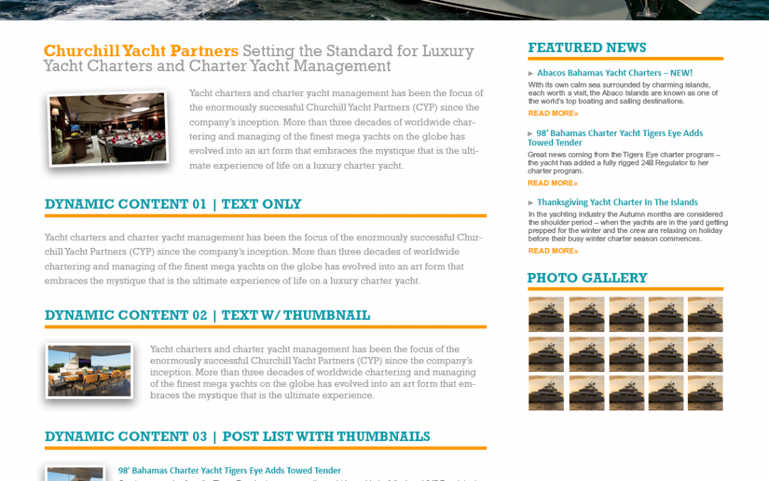 Churchill Yacht Partners | PSD Website Interface Design